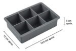 Cubetera Silicona Hielera 6 Hielos Grandes De 4,6 Cm Gris - Imagen 2