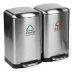Tacho Contenedor Basura Doble Acero Con Pedal Otten 18 Lts Plateado