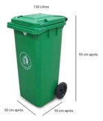 Tacho Contenedor Basura Reciclable Con Ruedas Otten 120 Lts Verde - Imagen 2