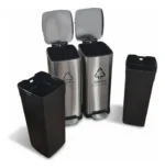 Tacho Contenedor Basura Doble Acero Con Pedal Otten 27 Lts Plateado - Imagen 3