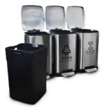 Tacho Contenedor Basura Triple Acero Con Pedal Otten 27 Lts Plateado - Imagen 7