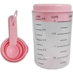 Juego Set Vaso Medidor Con Cucharas Plastico Repostería Rosa Pálido