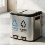 Tacho Contenedor Basura Doble Acero Con Pedal Otten 20 Lts Plateado