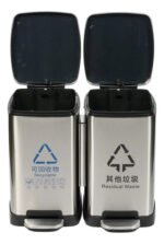Tacho Contenedor Basura Doble Acero Con Pedal Otten 18 Lts Plateado - Imagen 4