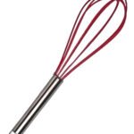 Batidor Manual Silicona Dunia 30cm Mango Acero Inoxidable Rojo