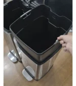 Tacho Contenedor Basura Doble Acero Con Pedal Otten 27 Lts Plateado - Imagen 7