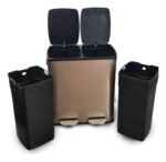 Tacho Contenedor Basura Doble Acero Con Pedal Otten 27 Lts Champagne - Imagen 3