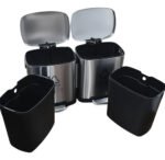 Tacho Contenedor Basura Doble Acero Con Pedal Otten Plateado - Imagen 4