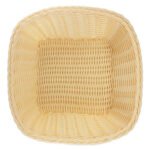 Panera Trenzada Plastico Cuadrada Calidad Premium 23 Cm Color Crema Lisa
