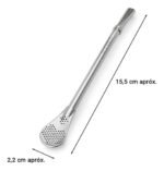 Bombilla Para Mate Plana De Acero Inoxidable 15 Cm Otten Plateado - Imagen 2
