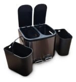 Tacho Contenedor Basura Doble Acero Con Pedal Otten 20 Lts Black - Imagen 4