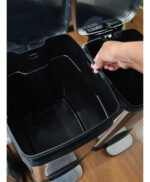 Tacho Contenedor Basura Triple Acero Con Pedal Otten 27 Lts Plateado - Imagen 8