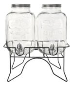 Frasco Dispenser Doble Bebidas Vidrio Con Canilla 10 Lts Color Trasparente - Imagen 2