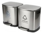 Tacho Contenedor Basura Doble Acero Con Pedal Otten Plateado