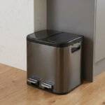 Tacho Contenedor Basura Doble Acero Con Pedal Otten 20 Lts Black