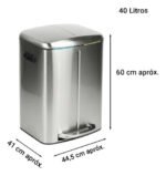 Tacho Contenedor Basura Doble Acero Con Pedal Otten 40 Lts Plateado - Imagen 2