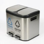 Tacho Contenedor Basura Doble Acero Con Pedal Otten 20 Lts Plateado - Imagen 5