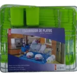 Escurridor Secaplatos Con Cubiertero Y Bandeja Plástica Color Verde