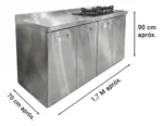 Mesada Cocina Con Anafe Acero Inoxidable Bajo Mesada Otten Plateado - Imagen 2