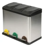Tacho Contenedor Basura Triple Acero Con Pedal Otten 45 Lts Plateado - Imagen 5