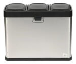 Tacho Contenedor Basura Triple Acero Con Pedal Otten 45 Lts Plateado - Imagen 7