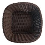 Panera Trenzada Plastico Cuadrada Calidad Premium 23 Cm Color Marrón Lisa