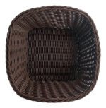 Panera Trenzada Plastico Cuadrada Calidad Premium 23 Cm Color Marrón Lisa