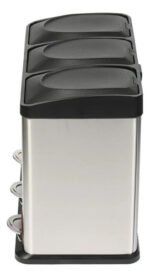 Tacho Contenedor Basura Triple Acero Con Pedal Otten 45 Lts Plateado - Imagen 6