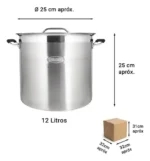 Olla Gastronómica Alta Acero Inoxidable Otten María 12 Lts Plateado - Imagen 4
