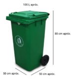 Tacho Contenedor Basura Reciclable Con Ruedas Otten 100 Lts Verde - Imagen 2