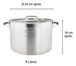 Olla Gastronómica Alta Acero Inoxidable 9 Lts Otten Maria Plateado - Imagen 2
