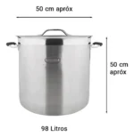 Olla Gastronómica Alta Acero Inoxidable 98 Lts Otten Maria Plateado - Imagen 2