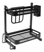 Rack Estante Organizador De Cocina 2 Pisos De Acero Color Negro - Imagen 3