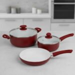 Set Batería Cerámica Rojo Cerámica  3p Olla-sarten 24 Cm  Rojo - Imagen 2