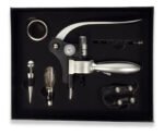 Set Kit De Vino 4 Piezas En Caja De Regalo Cartón Negro