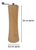 Molinillo De Pimienta Pimentero Bambu Manija Acero 20 Cm Natural - Imagen 2