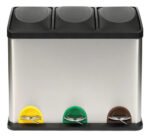 Tacho Contenedor Basura Triple Acero Con Pedal Otten 45 Lts Plateado - Imagen 4