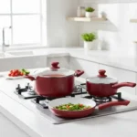 Set Batería Cerámica Rojo Cerámica  3p Olla-sarten 24 Cm  Rojo