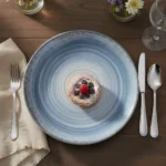 Plato Postre Porcelana Schmidt Esfera Color 21 Cm Color Celeste - Imagen 3