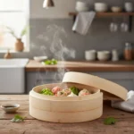 Vaporera De Bambú Con Tapa 24 Cm Beige - Imagen 6
