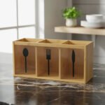 Porta Cubiertos De Bambu Cubiertero Con Visor Dunia Marrón Claro