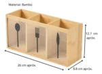 Porta Cubiertos De Bambu Cubiertero Con Visor Dunia Marrón Claro - Imagen 2