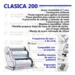 Maquina Pastalinda Clasica 200 Cromada 20cm Pastas Fideos - Imagen 2