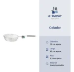 Colador Canasto De Acero Inoxidable Con Mango 19 Cm - Imagen 3