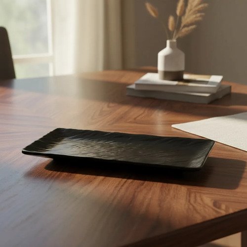 D_771637-MLA112995640289_062026-O Bandeja Rectangular 30 Cm Melamina Reforzada Dunia Negro - Imagen 1