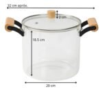 Olla De Vidrio Templado Con Tapa Y Asas Bambu 5.5 Lts Otten Transparente - Imagen 2