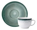 Set x 6 Tazas de Te + Plato Porcelana Schmidt Esfera Color Verde 200ml