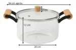 Olla De Vidrio Templado Con Tapa Y Asas Bambu 3.5 Lts Otten Transparente - Imagen 2