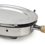 Brasero De Mesa Oval Parrilla Acero Inoxidable Mango Madera