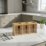 Porta Cubiertos De Bambu Cubiertero Con Visor Dunia Marrón Claro - Imagen 6